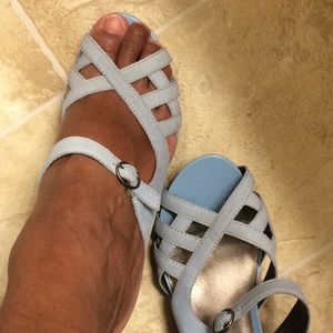 Baby blue clog sandals